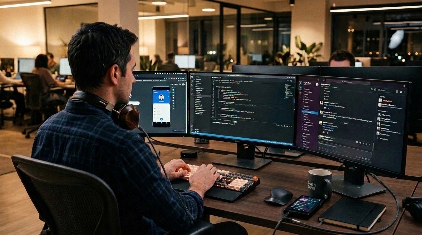 Developer coding in VSCode